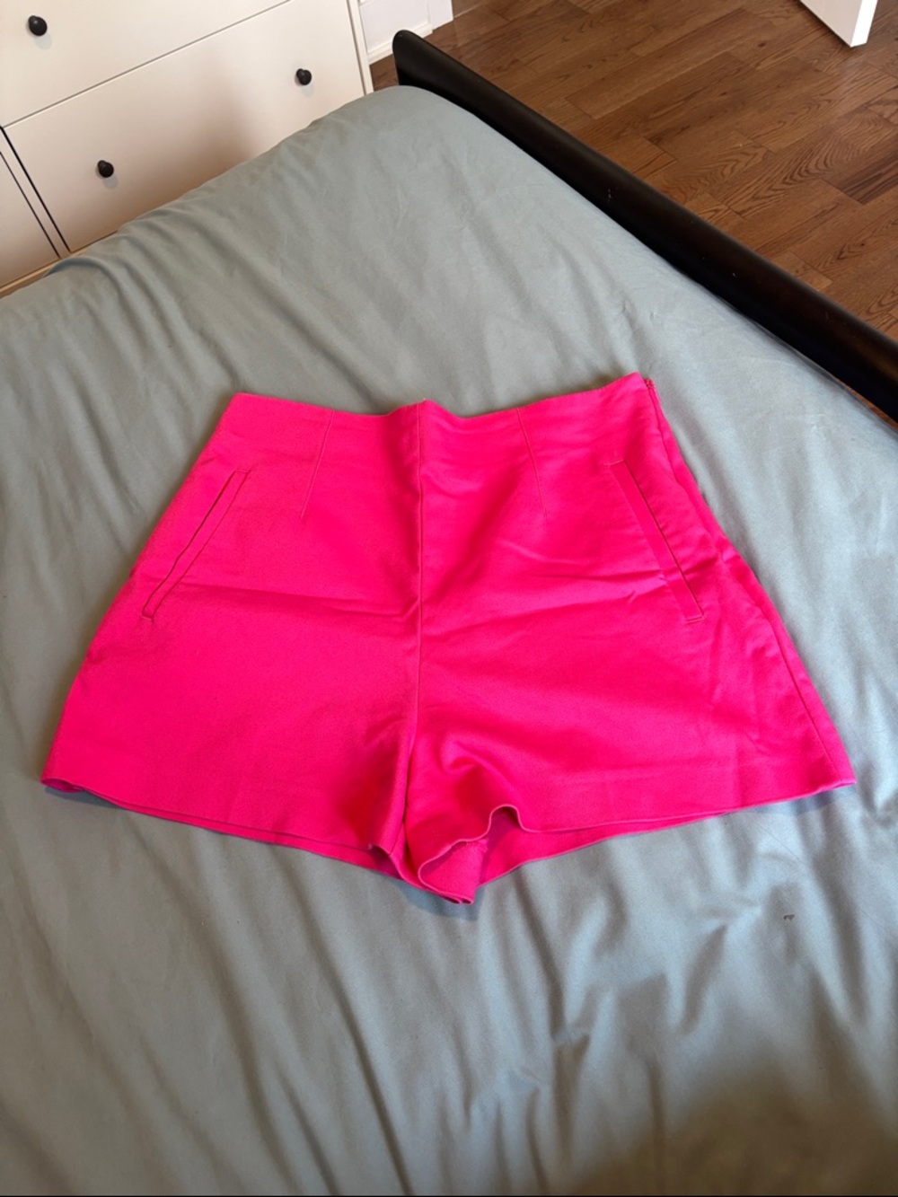 Zara High-Waist Neon Pink Tailored Shorts